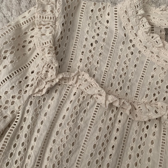 MADEWELL EYELET MOCKNECK RUFFLE TOP - Picture 5 of 10